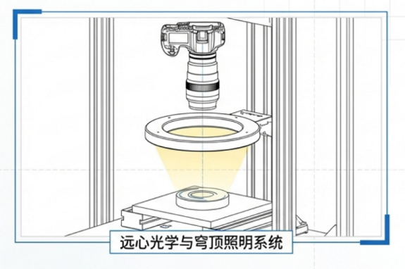 AI视觉检测远心光学与穹顶照明系统