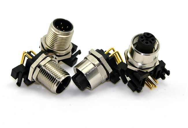 M12针型孔型弯角插座