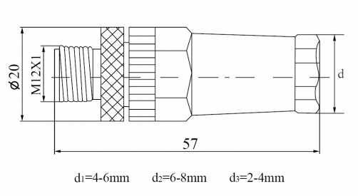 M12塑料组装式接头尺寸图