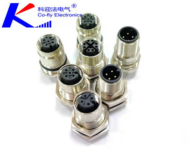 M12板端插座IP67防水连接器4pin